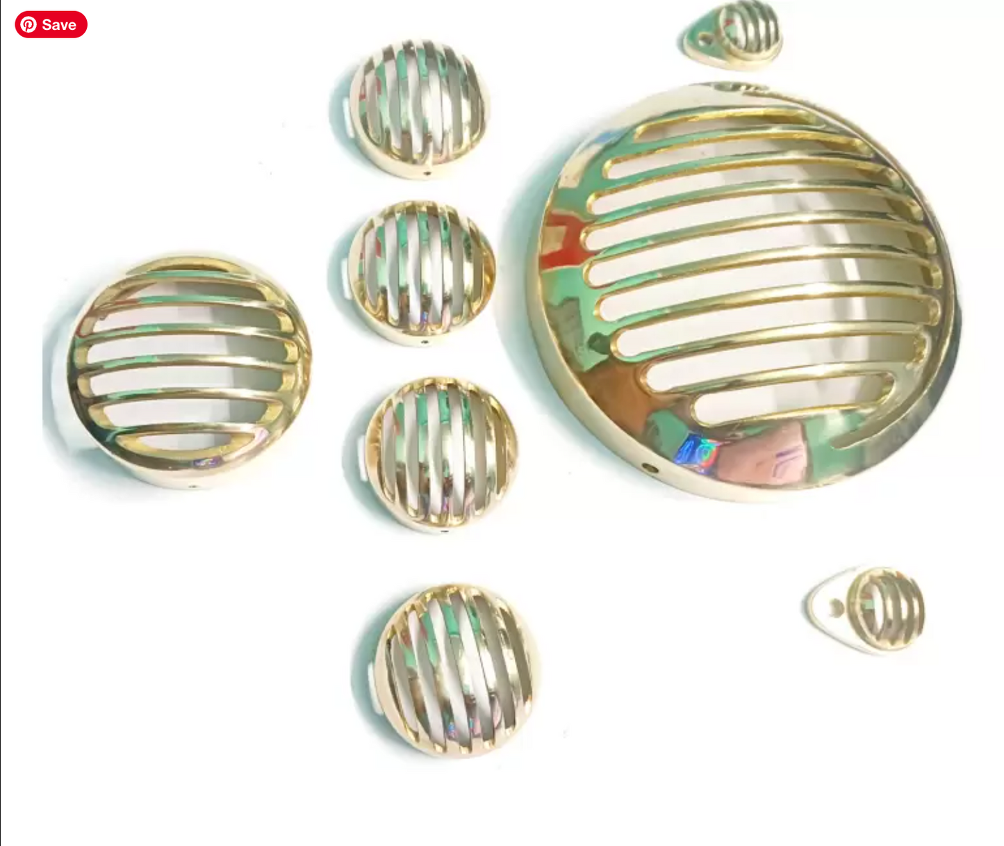 ROYAL ENFIELD Reborn classic brass grill / jali set for head light / parking light / indicator /tail light.