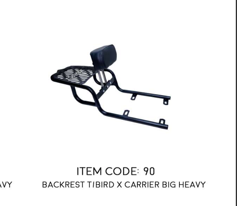 BACKREST THUNDERBIRD X WITH CARRIER HEAVY