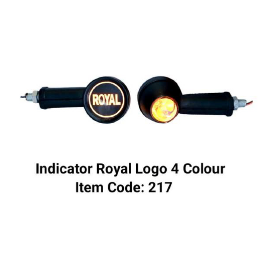 ROYAL WRITTEN INDICATOR SET OF 4 WITH REAR LIGHT ON INDICATOR DUAL LIGHT FOR ROYAL ENFIELD CLASSIC /ELECTRA / STANDARD