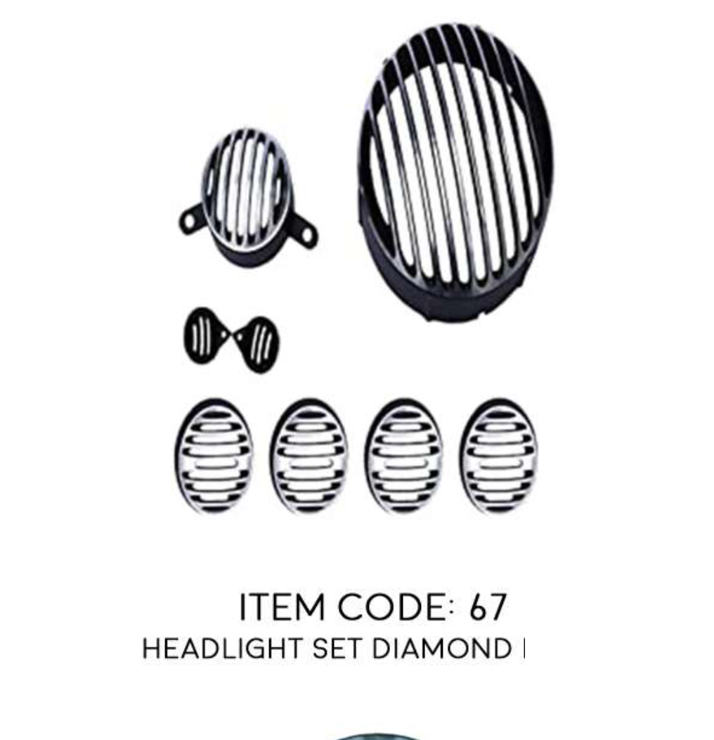 DIAMOND GRILL SET BLACK FOR ROYAL ENFIELD CLASSIC BS4/ BS6 (SET OF 8 PEACES )