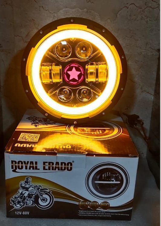 ROYAL ERADO 7" SINGLE STAR head light for royal enfield classic , electra , standard