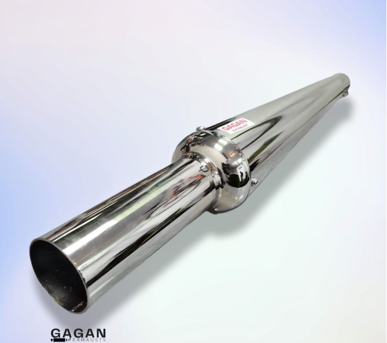 GOLDSTAR SILENCER EXHAUST CHROME FOR ROYAL ENFIELD CLASSIC ELECTRA STANDARD WITH GLASSWOOL