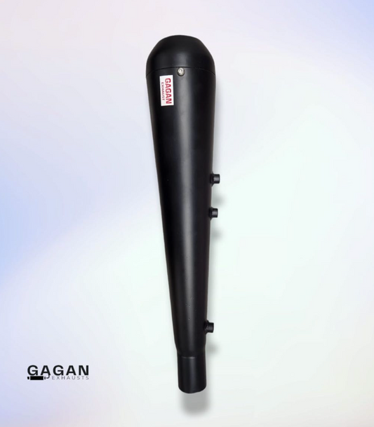 MEGAPHONE SILENCER EXHAUST BLACK FOR ROYAL ENFIELD CLASSIC ELECTRA STANDARD WITH GLASSWOOL