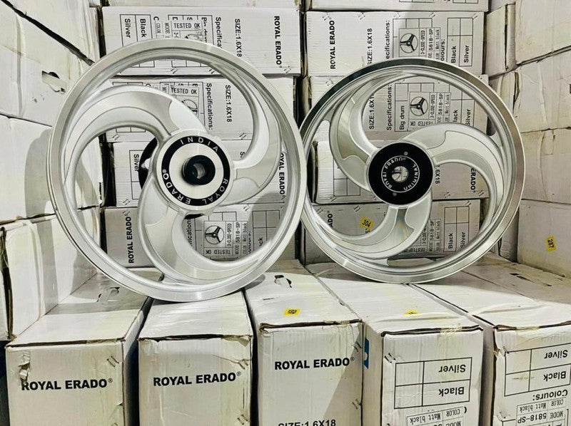 3 SPOKE TALWAR DESIGN SILVER alloy wheel for thunderbird and classic double disc