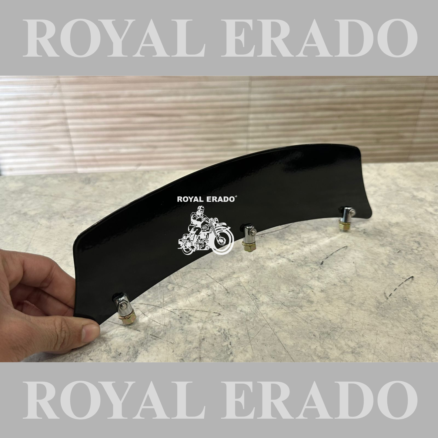 Royal Enfield g2 model vintage 1962 old model black number plate for front mudguard with chrome fixing nut khutti fit to Battalion Standard bullet Electra Classic Reborn.