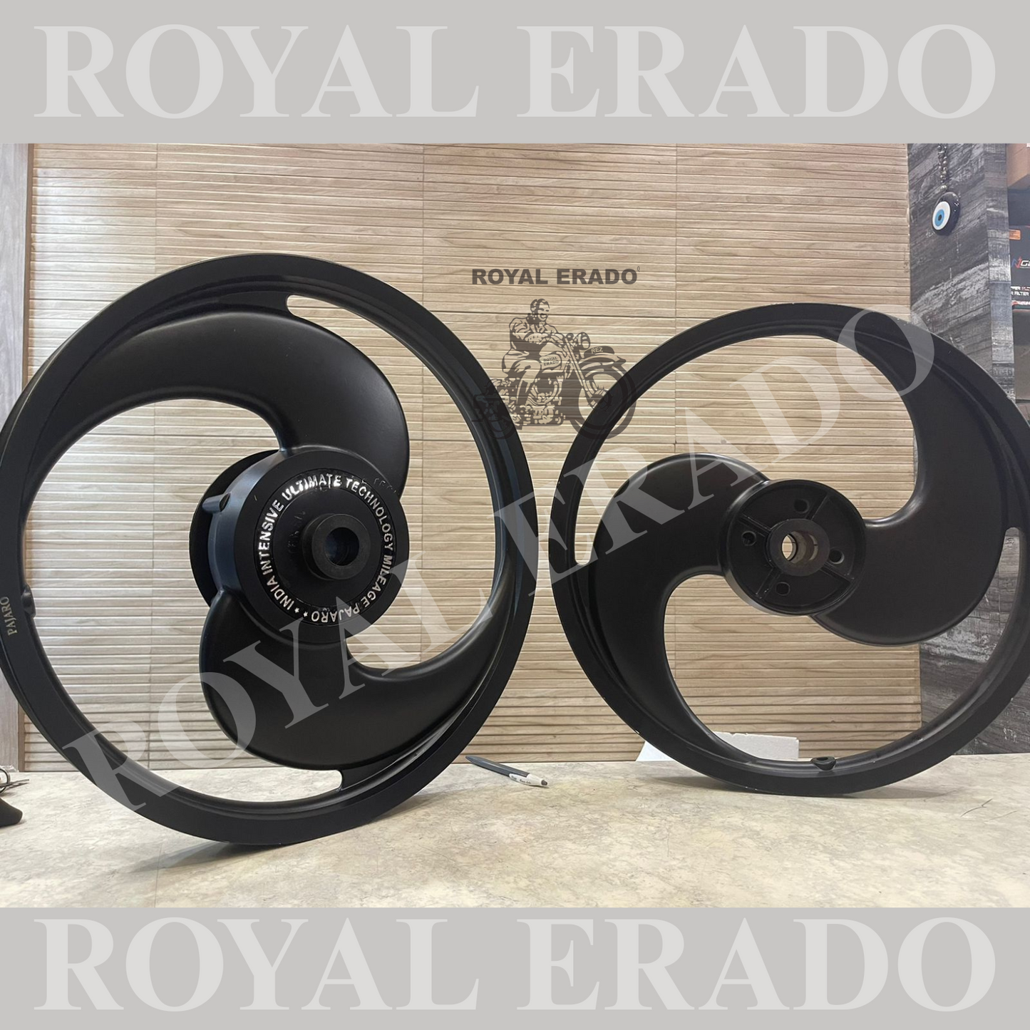 PAJERO 2 Spokes Broad S designed black Alloy Wheel for STANDARD ABS Royal-Enfield Bullet X 350CC, Electra, Thunderbird 2010 model