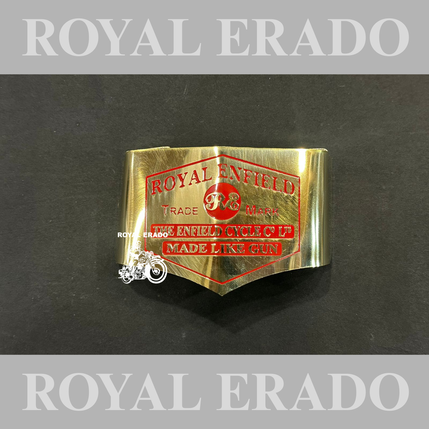 Royal Enfield Vintage British style made in England made like a gun logo Vintage 1962 old g2 model tail light shade in brass engraved