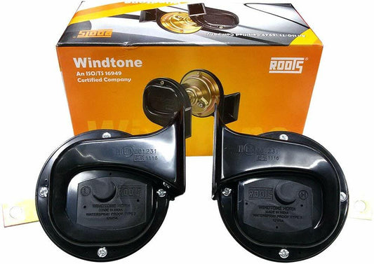 ROOTS Windtone Horn  – (12V, Set of 2 Pcs) for all Motorcycles ROYAL ENFIELD , CLASSIC , ELECTRA , STANDARD , JAWA ETC
