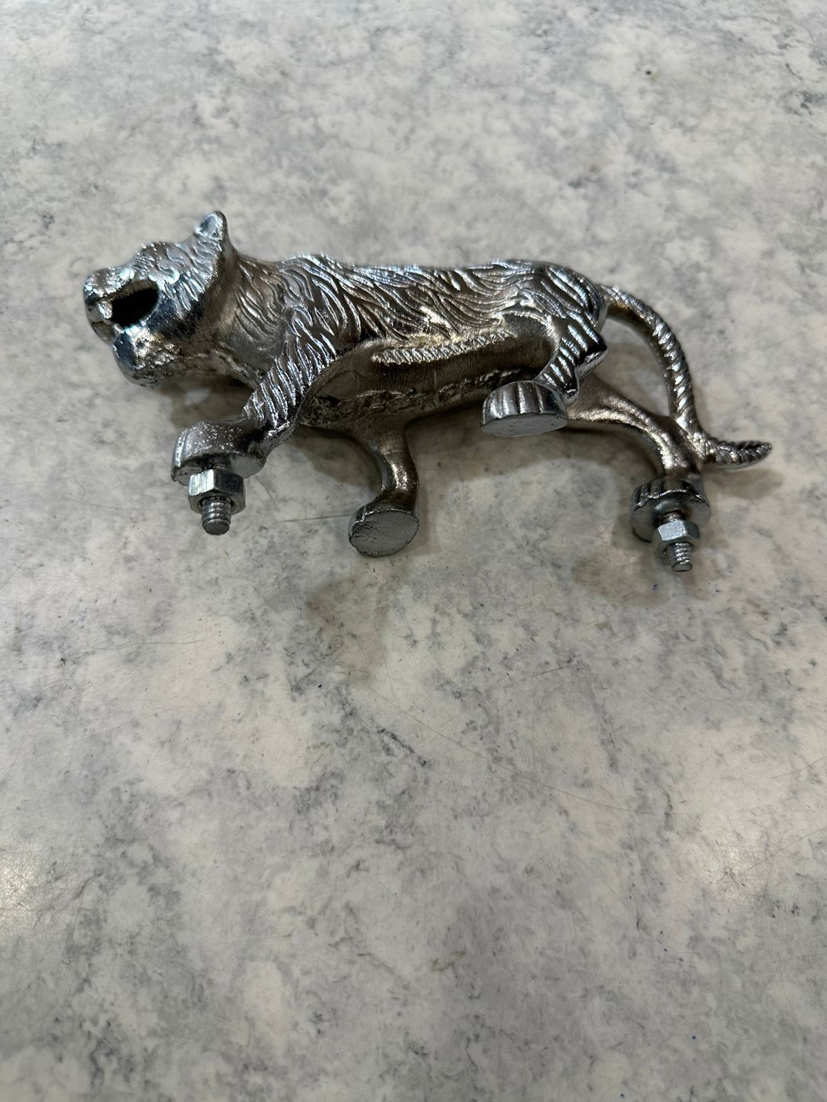 LION TIGER MONOGRAM FOR FRONT MUDGUARD IN CHROME FOR ALL BIKES ROYAL ENFIELD , JAWA , STANDARD , ELECTRA , METEOR , HUNTER , REBORN CLASSIC , ETC