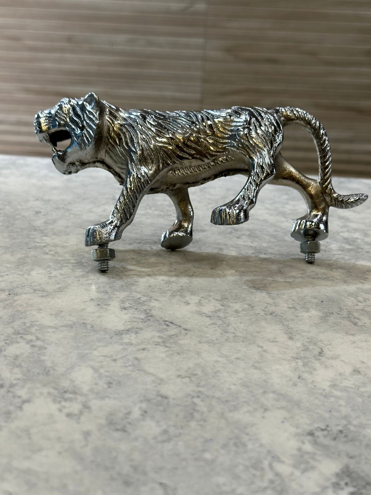 LION TIGER MONOGRAM FOR FRONT MUDGUARD IN CHROME FOR ALL BIKES ROYAL ENFIELD , JAWA , STANDARD , ELECTRA , METEOR , HUNTER , REBORN CLASSIC , ETC