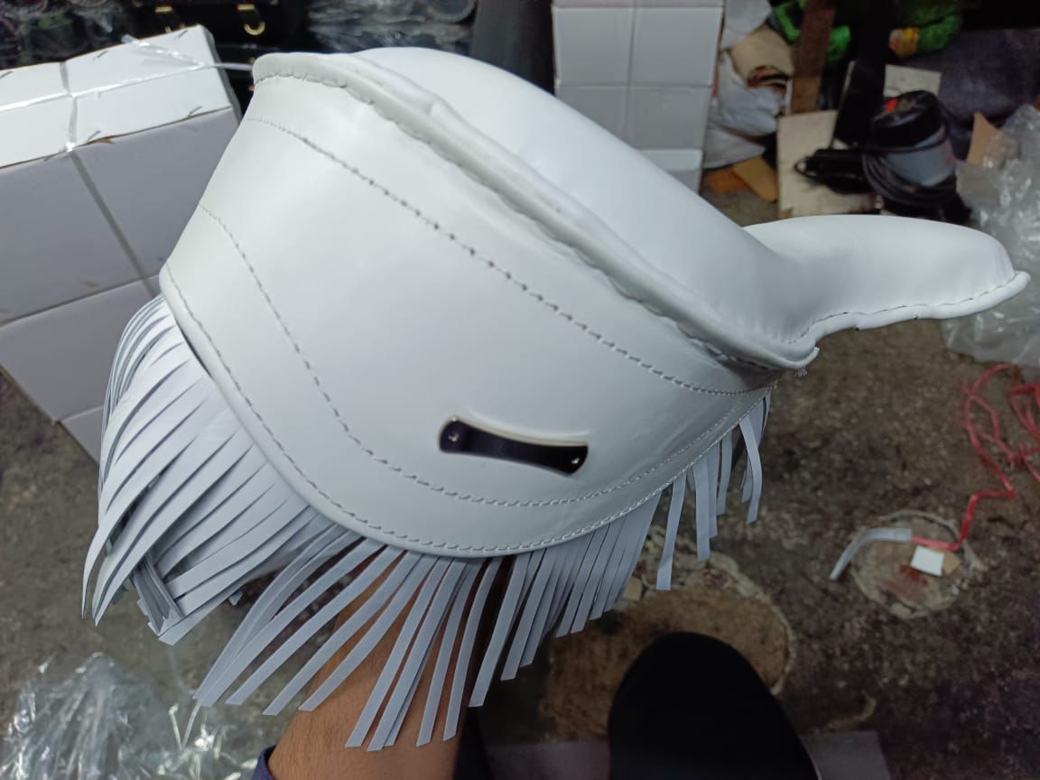 White Seat harley style with spring for Royal Enfield electra classic standard.