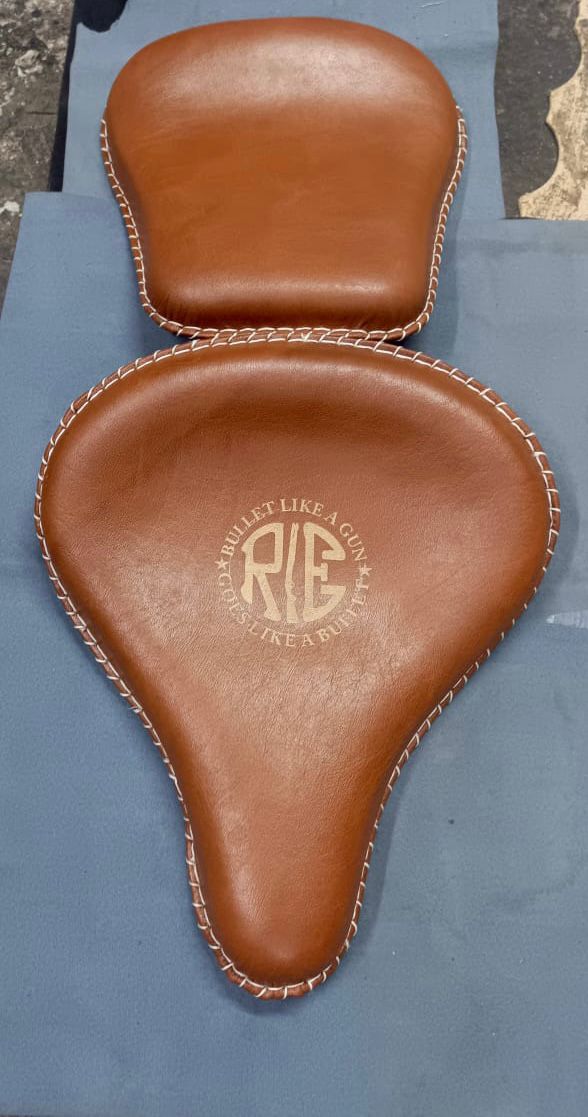 Royal enfield vintage style kabir singh leather seat tan brown with spring old style g2 Classic Electra and Standard