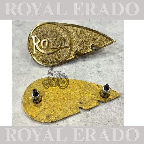 Tool box wing monogram in brass for royal Enfield Reborn Classic Electra and Standard Battalion , You would have to make holes in order to fix it