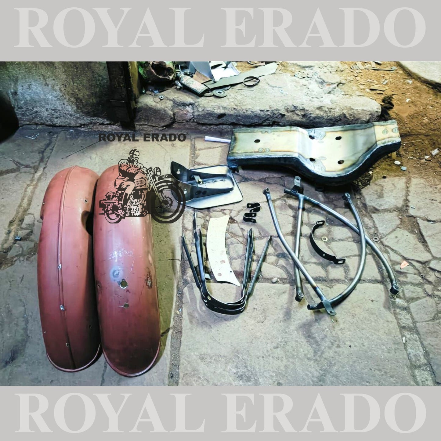 Royal Enfield vintage 1962 old g2 model kit with front rear mudguard with stays and seat plate