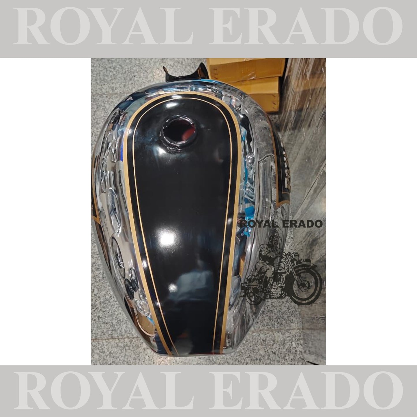 Royal Enfield Classic chrome Electra Standard vintage style old model g2 tank in black and chrome