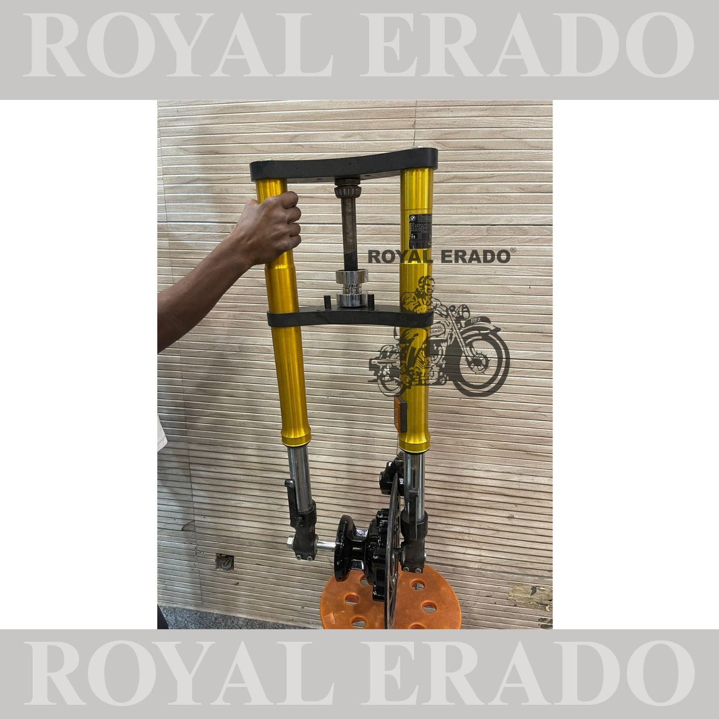 Inverted for BMW has been modified to fit to Classic Electra or Standard for putting 130 number tyre at front with disc fitting