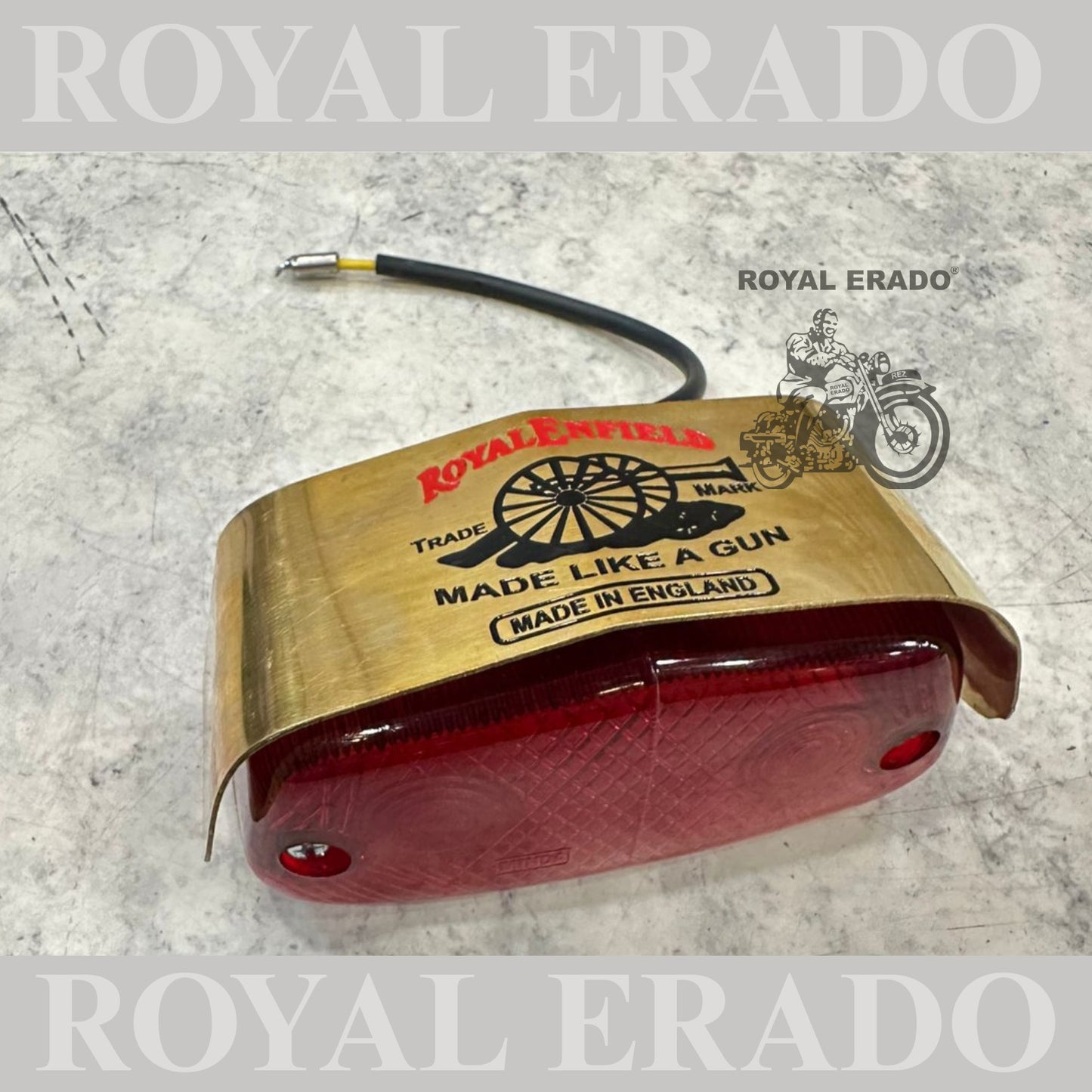 Royal Enfield g2 model vintage 1962 old model tail light shade in brass with made like a gun logo