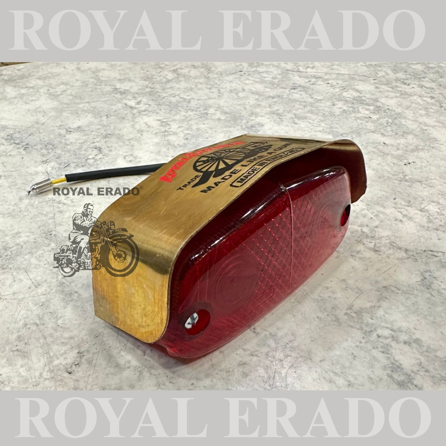 Royal Enfield g2 model vintage 1962 old model tail light shade in brass with made like a gun logo