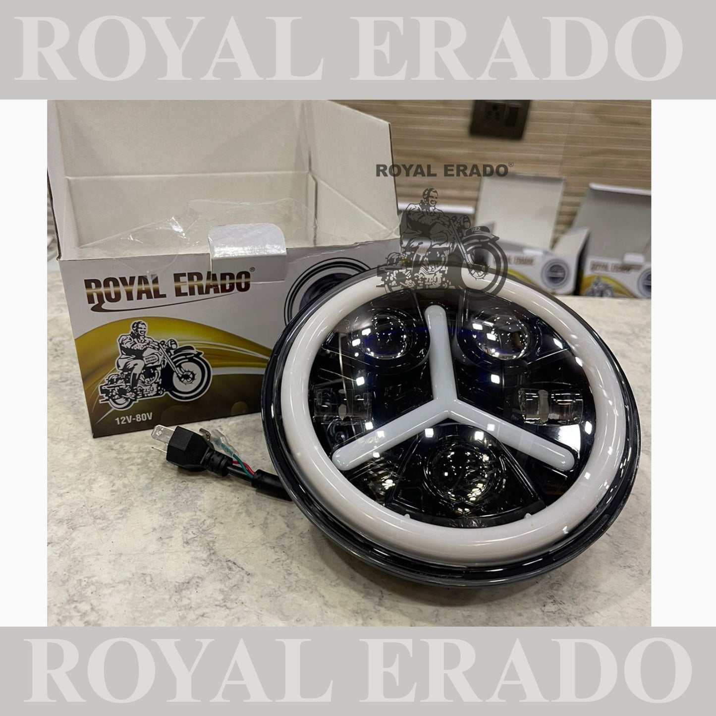 Royal Erado Mercedes head light 110 watt for Royal Enfield Reborn Classic Electra Standard Battalion