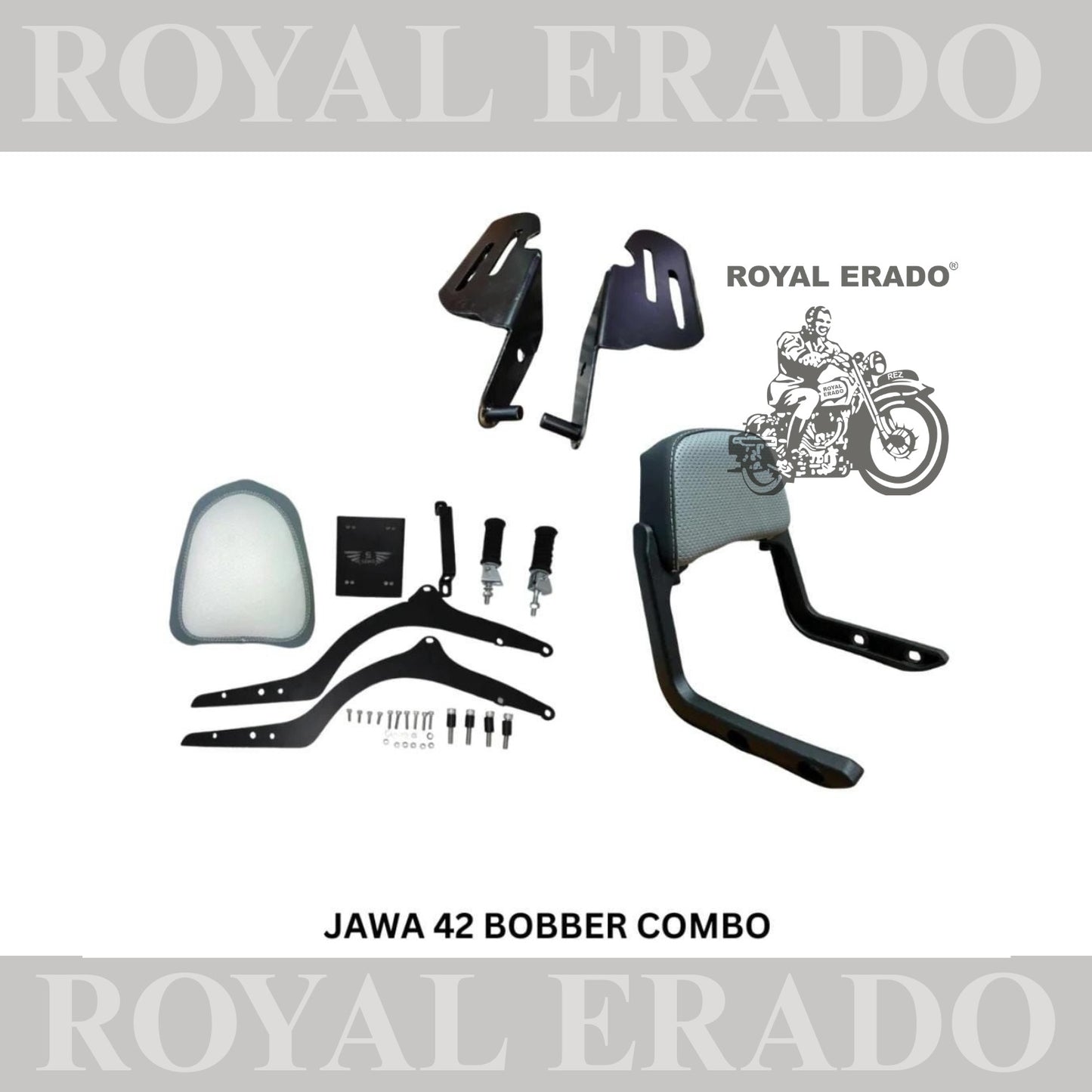Premium jawa 42 bobber custom rear seat with backrest and footrest
