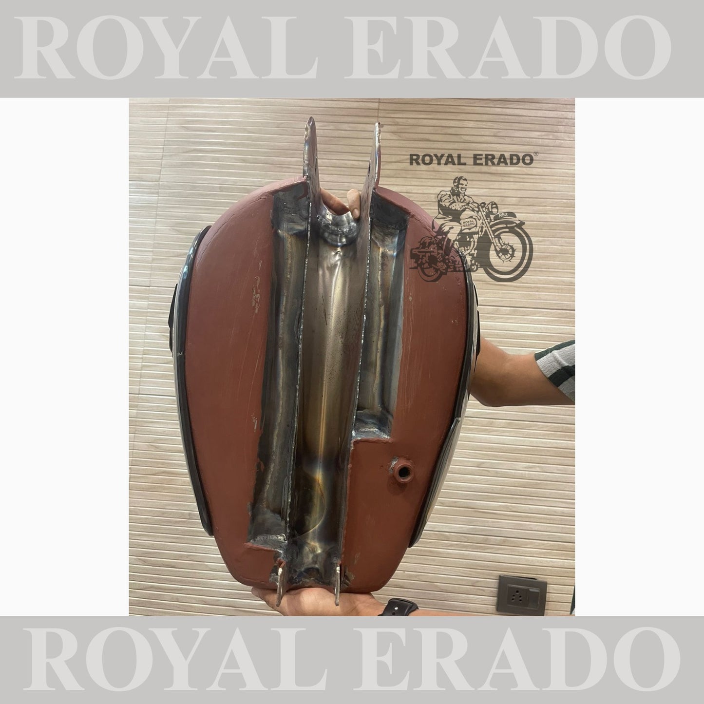 Royal Enfield 18 to 20 litters raw tank with side chrome plates and monograms for Royal Enfield Classic Electra or Standard vintage g2 old 1962 model