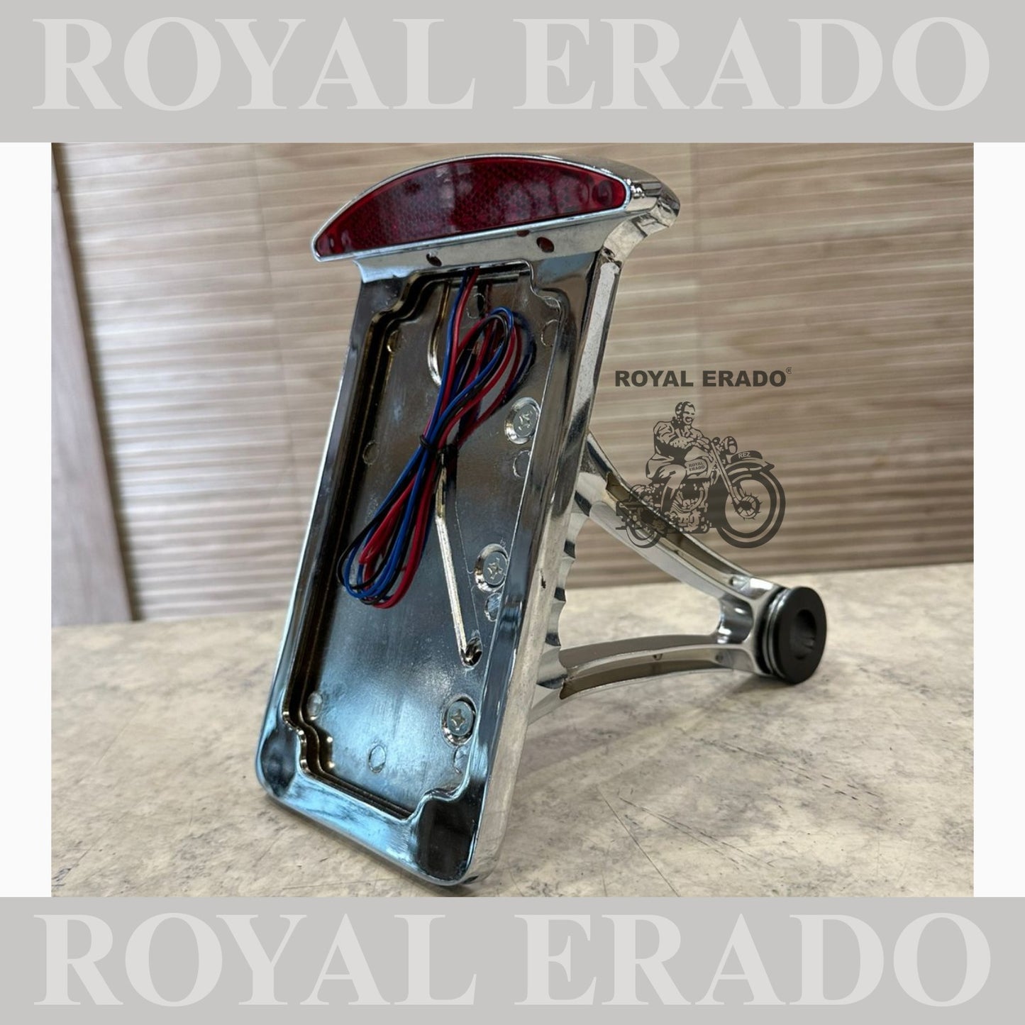 Royal Enfield Harley Davidson side shocker number plate in chrome with tail light for Reborn Classic Electra Standard Battalion Hunter Supper Meteor.