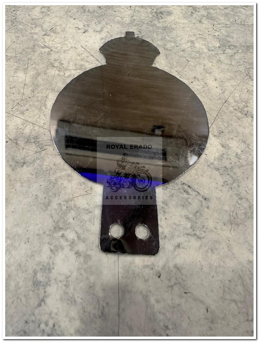 Royal enfield vintage England crown queen monogram in chrome can be fitted to leg guard rear stay token tax holder for vintage g2 1962 old model bullet 350 standard electra classic reborn battalion meteor super meteor 650 hunter 350 short gun