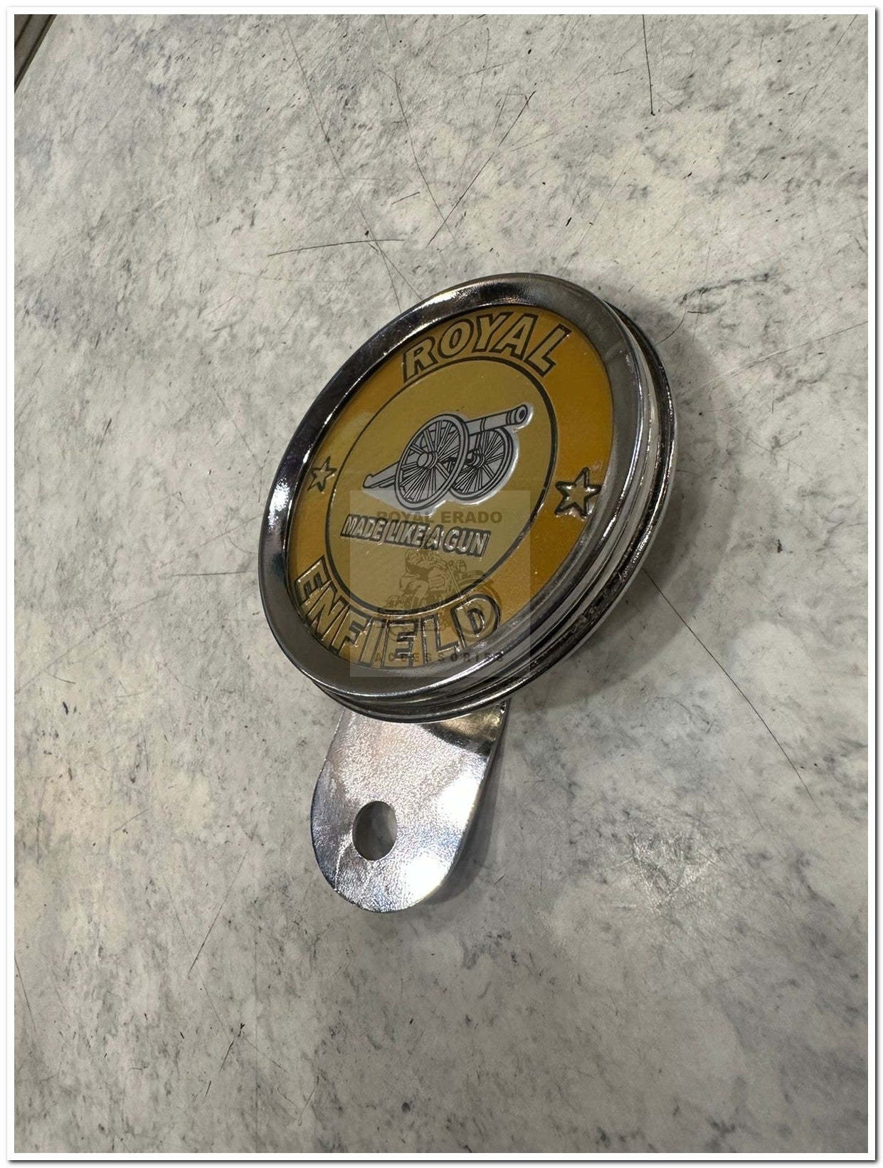 Royal Enfield chrome token holder British tax tag holder with Glass with made like gun for Royal Enfield vintage 1962 old model g2 , Classic Electra and Standard Battalion reborn classic