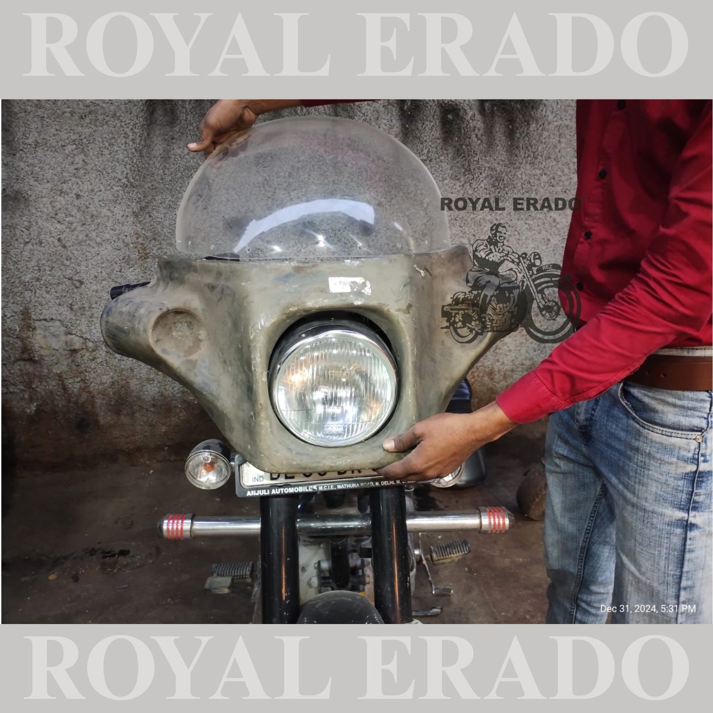 POLICE STYLE HARLEY STYLE WINDSHIELD FOR ROYAL ENFIELD CLASSIC , ELECTRA , STANDARD