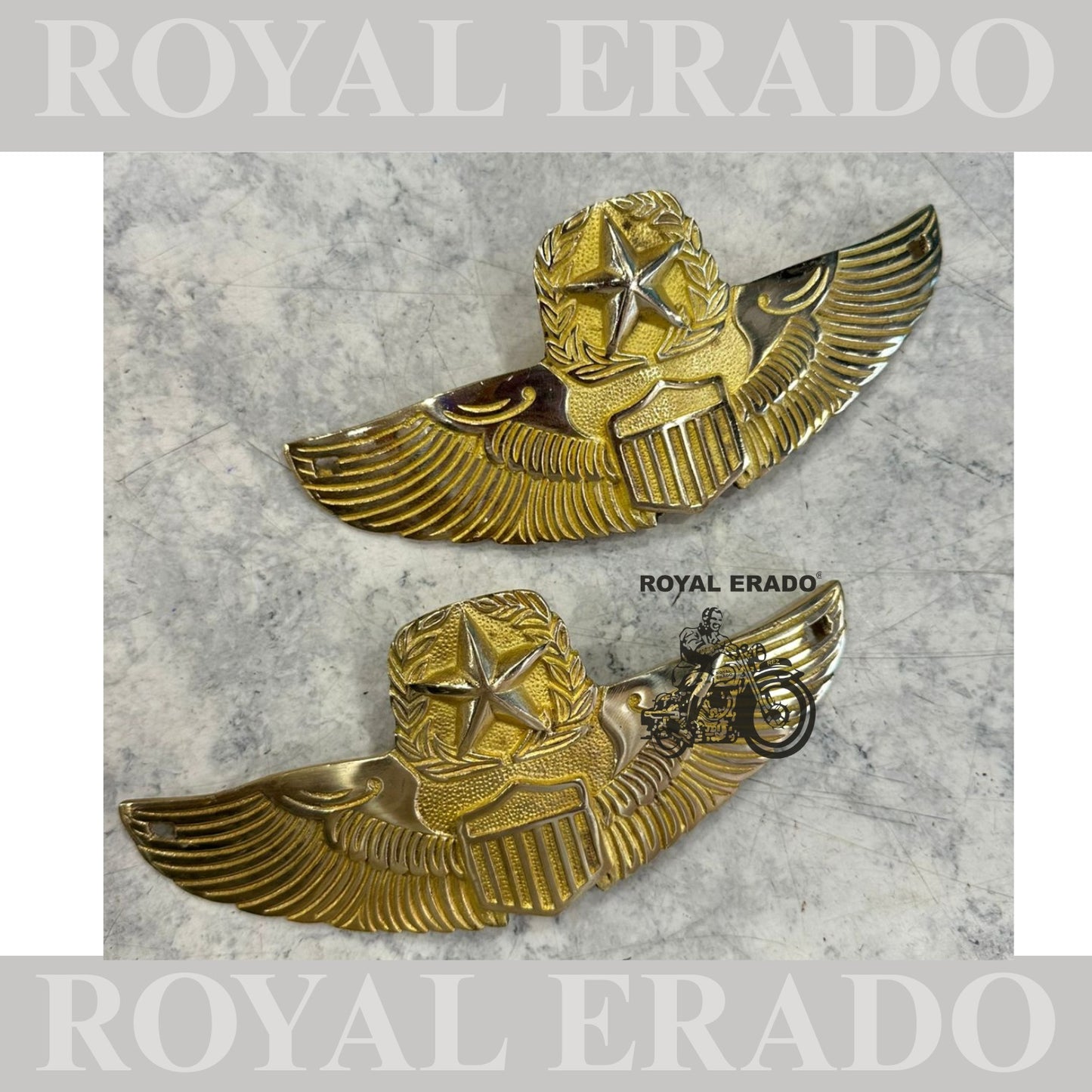 Royal Enfield Classic Electra Standard star wing monogram for tank in brass