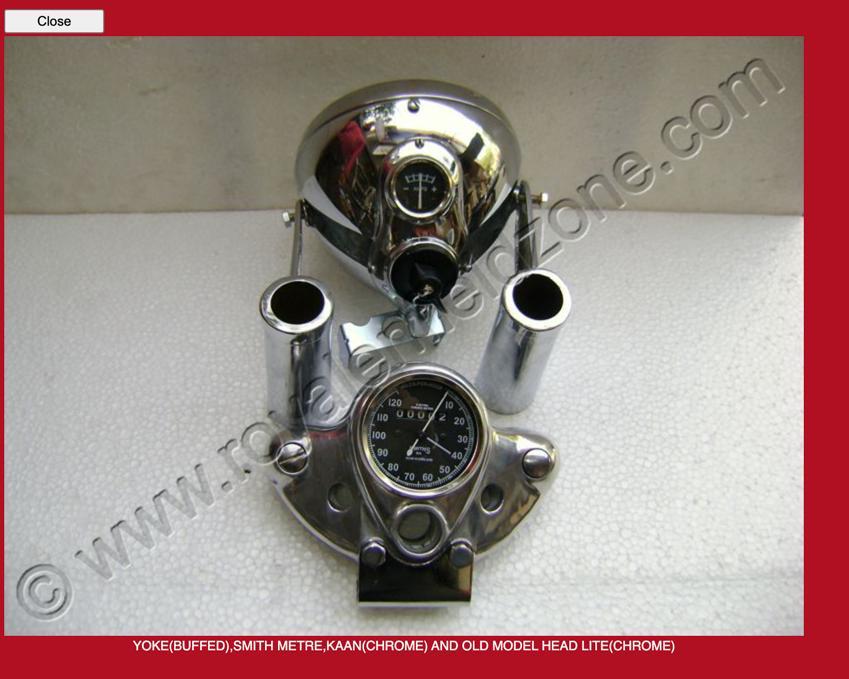 NEW ROYAL ENFIELD 1962 MODEL G2 LUCAS VINTAGE OLD MODEL TYPE HEADLIGHT ASSEMBLY CHROME WITH HEAD LIGHT 7" , METER , HADNLE YOKE /BRACKET , HEAD LIGHT KAAN BRACKET