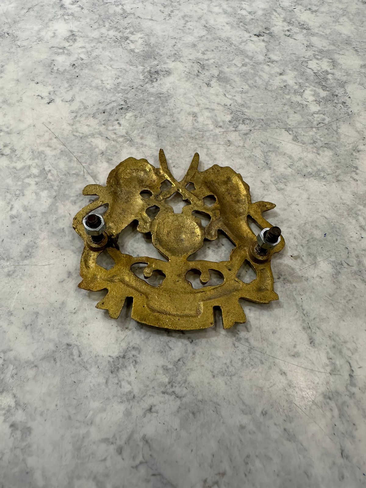 BRASS DOUBLE LION ASHOK MONOGRAM FOR CAR & ALL BIKES ROYAL ENFIELD , JAWA , STANDARD , ELECTRA , METEOR , HUNTER , REBORN CLASSIC , ETC