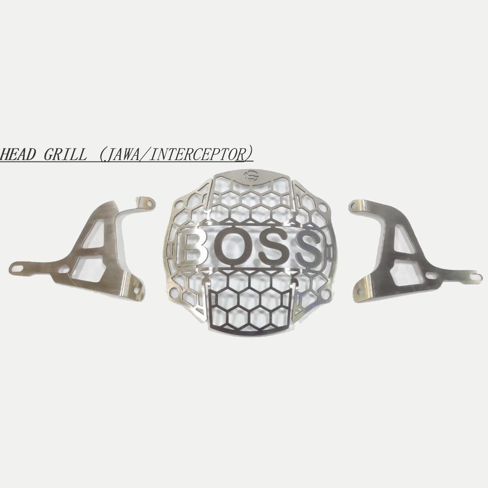 HEAD LIGHT GRILL STAINLESS STEEL BOSS FOR ROYAL ENFIELD INTERCEPTOR AND JAWA