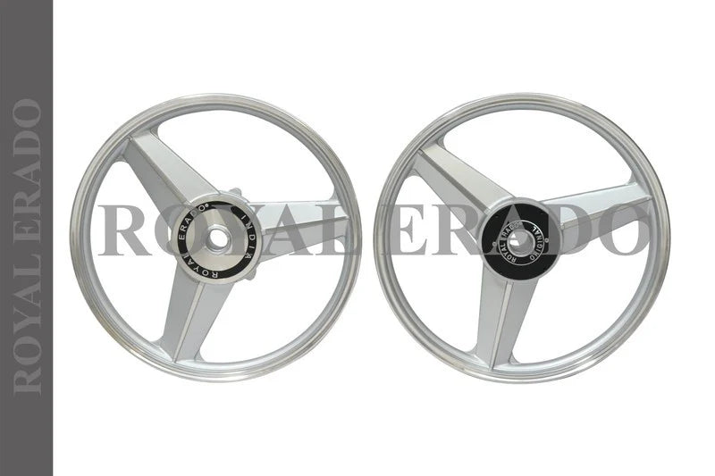 Diamond mercedes silver Alloy Wheel for STANDARD ABS Royal-Enfield Bullet X 350CC, Electra, Thunderbird 2010 model