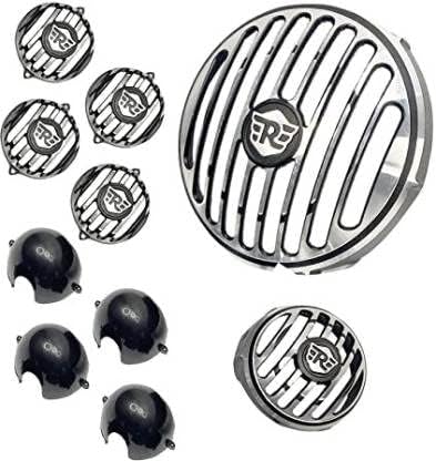 CNC Head Light Grill/Jalli + Indicator Cap and Headlight Indicator Grill Metal Black Set of 10 Compatible with Royal Enfield Hunter 350.