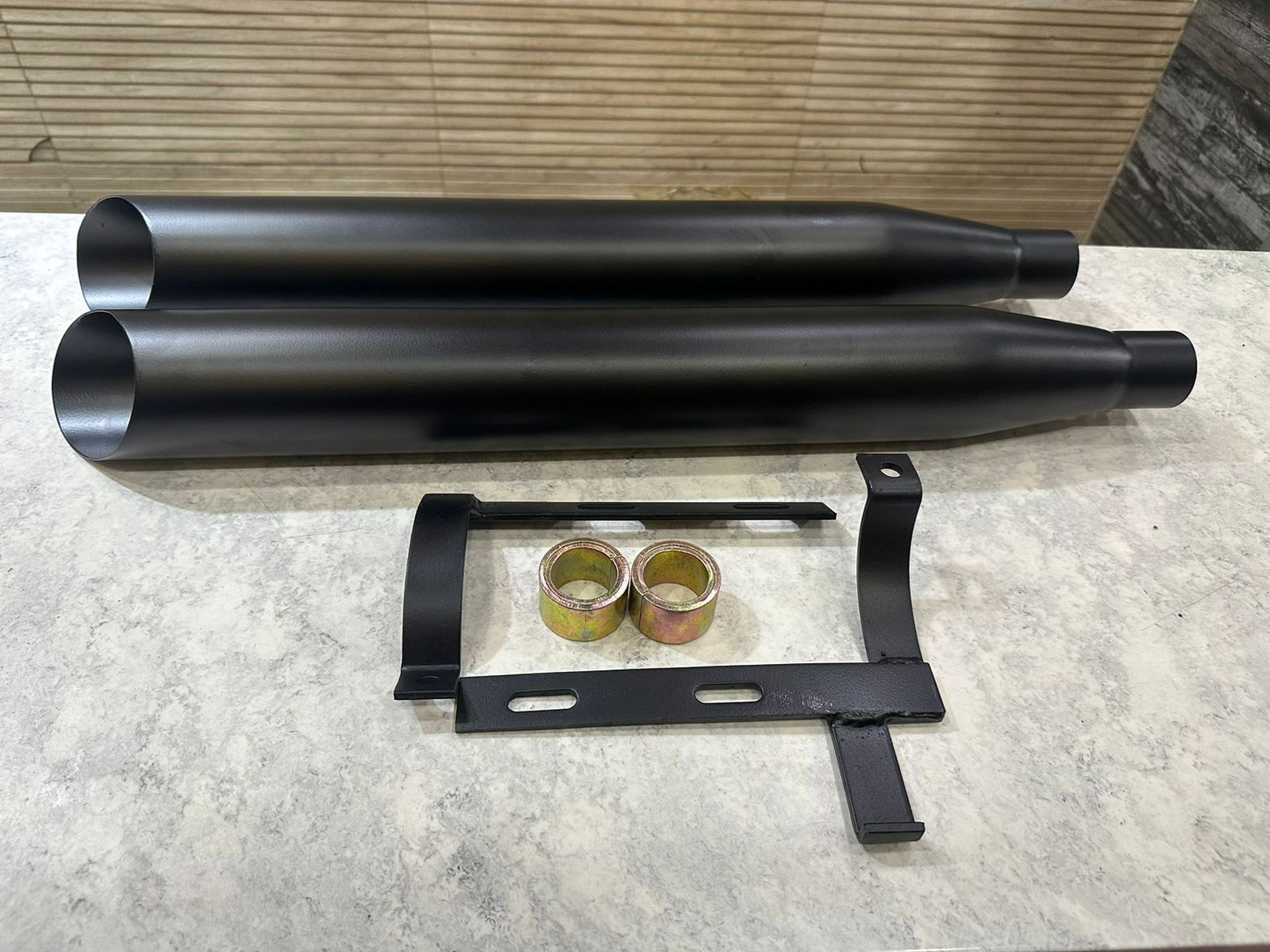 harley style exhaust with base sound stainless steel black exhaust for jawa perak , bobber , 42