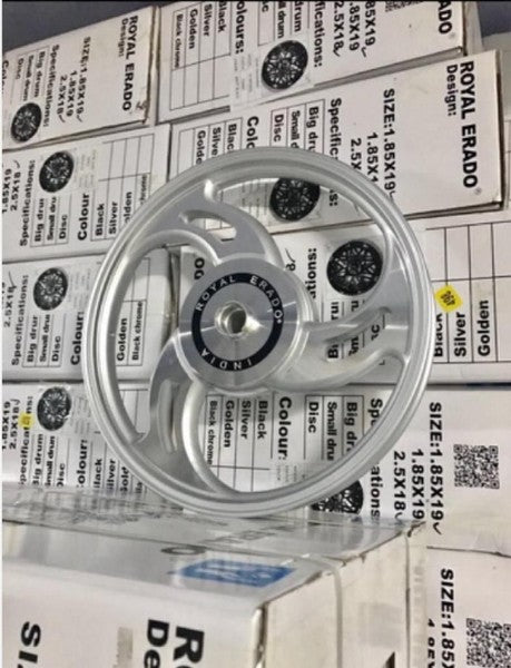 3 SPOKE SILVER CNC M Alloy Wheel set For Royal-Enfield standard big drum