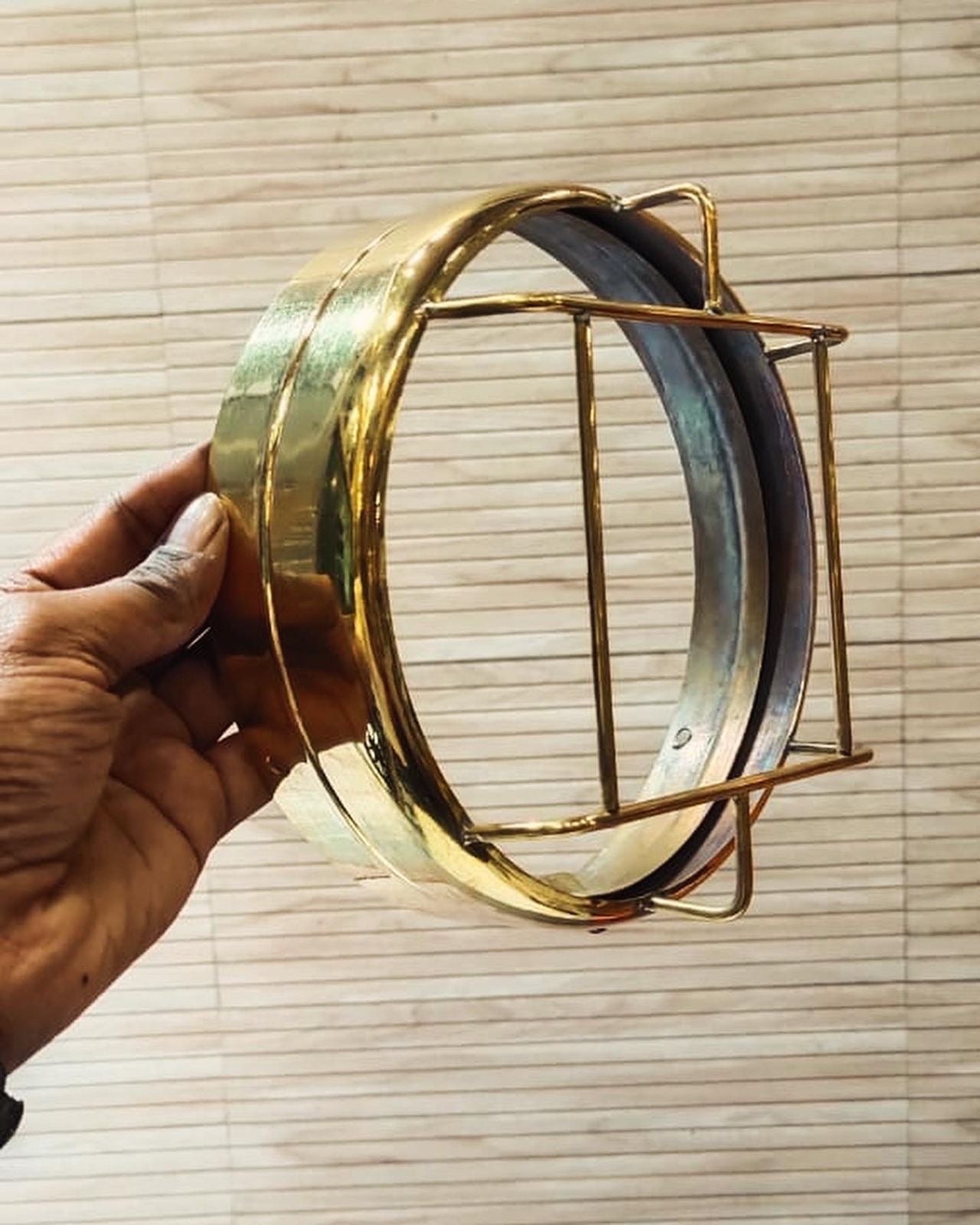 Royal Enfield head light ring JALLI  grill CROSS DESIGN in brass with shade for old model electra & standard