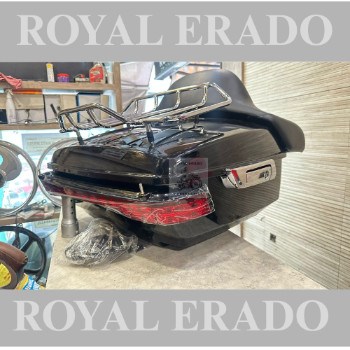 Harley Davidson super meteor 660 sm 650 meteor 350 black rear top box with lock with tail light and chrome carrior and backrest seat also fit to harley 883 harley street 750 harley fat boy harley rod street glide  Avenger Jawa