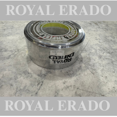 Royal Enfield vintage g2 1962 old model bullet 350 standard electra Ci engine cast iron engine point cover Delco cap with glass in chrome with leg light and Royal Enfield logo which shows the spark inside the bike