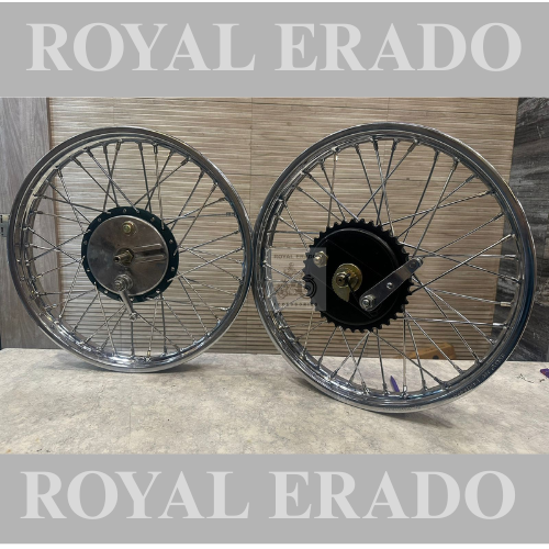 Royal enfield vintage g2 1962 old model bullet 350 standard cycle hub wheel rim assembly with all spare parts assembled direct fit with black hub not green