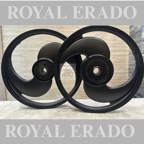Royal Enfield Standard Electra Alloy Wheels 2 Spoke Full Black Powder Coated Done On Order