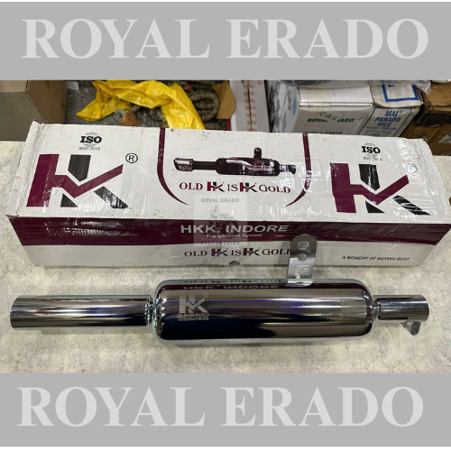 Royal enfield reborn classic and battalion standard Hk Indore silencer exhaust in chrome  with dug dug sound , medium sound