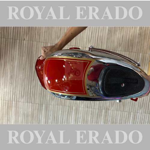 Royal enfield vintage g2 1962 old model bullet classic electra standard bs-3 ba-4 chrome and red tank with grill and knee pads