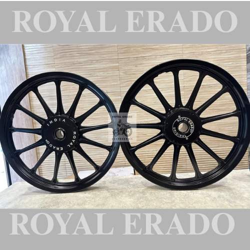 Royal enfield 13 spoke harley design alloy wheel for electra and standard abs full black powder coated on order not original company paint