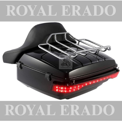 Harley Davidson super meteor 660 sm 650 meteor 350 black rear top box with lock with tail light and chrome carrior and backrest seat also fit to harley 883 harley street 750 harley fat boy harley rod street glide  Avenger Jawa