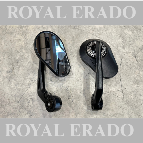 Oval bar end mirror black for Royal Enfield Reborn Classic Electra and Standard Battalion Meteor 350 Super Meteor 650 Interceptor , Gt Continental Hunter 350.
