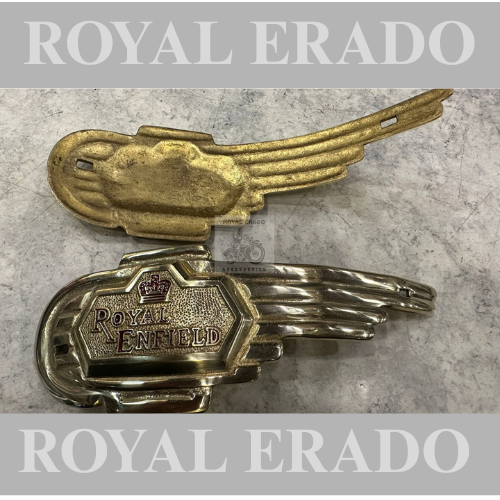 Royal Enfield heavy brass tank monogram with red Royal Enfield logo for vintage g2 1962 old model bullet 350 standard electra