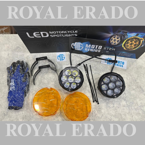 Royal enfield classic electra standard reborn battalion hunter 350 meteor 350 super meteor 650 sm650 classic 650 twin short gun650 high power MG fog light round with orange fog light cover