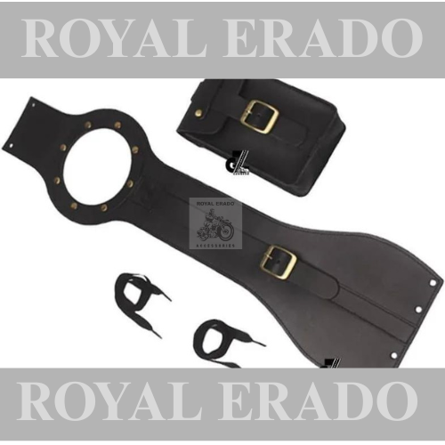 Tank cover with bag in black leather for Royal enfield classic electra standard reborn classic battalion standard interceptor 650 and continental gt650